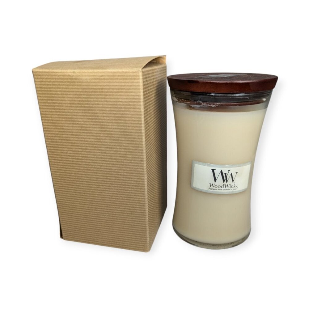 WoodWick Large 22 oz Candle- Vanilla Bean Burn Time 150 Hours Never Used NIB